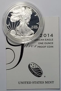 Silver Proof U.S. Mint 2014 American Silver Eagle Dollar Coin - Picture 1 of 2