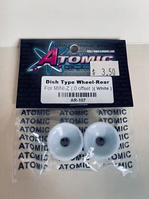 Atomic Mini Z Dish type Wheel-Rear (0 offset) White AR-107 - Image 1 of 2