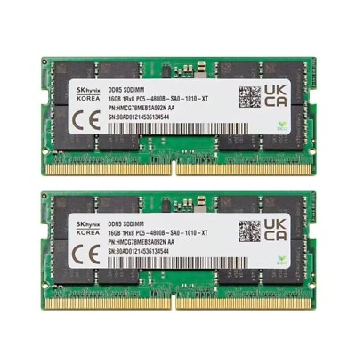 SK Hynix 32GB (2X 16GB) DDR5 4800MHz PC5-38400 262-Pins Laptop SODIMM Memory Ram - Image 1 of 4