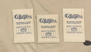 1992 Texas Rangers Mothers Cookies Baseball Karten Set 3 Packungen 36 Karten Nolan Ryan - Bild 1 von 7