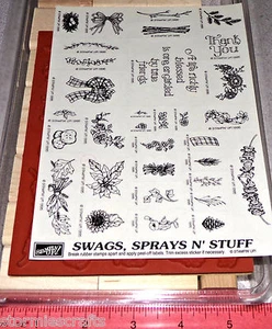 Stampin Up Swags Sprays N Stuff Country Themed Rubber Stamp Set Thank you Flower - Picture 1 of 6