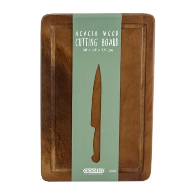 Cutting Board Acacia Wood Chopping Serving Food Worktop Saver Rectangle 30x20cm - Image 1 of 3