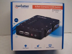  4-Port Compact KVM Switch with 4 sets of Cables Included from Manhattan 151269 - Picture 1 of 5