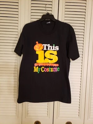 Винтажная черная футболка This Is My Costume одинарный шов для Хэллоуина размер большой - Изображение 1 из 4