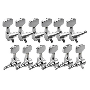 Clavijas de afinación de cuerdas para guitarra acústica afinadores cabezales de máquina teclas 6R 6L plateadas 12 piezas - Imagen 1 de 10
