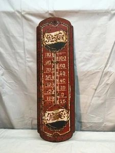 Vtg LARGE PEPSI COLA Soda Metal Tin Sign Thermometer 27” X 8” Rusty Gold - Picture 1 of 6