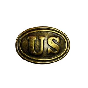 Vintage Civil War Union Reproduction US Impressed Oval Brass Belt Buckle - Picture 1 of 3