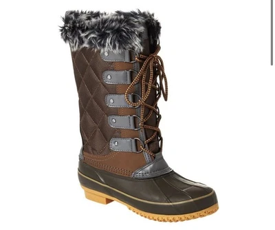 Sporto Women’s Waterproof Duck Tall Boots Quilted Chocolate & Green Size 9 M NIB - Image 1 of 4