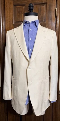 Nueva chaqueta deportiva Zegna de seda y algodón marfil $3495 con percha talla 52EU 42US Foto 1 de 4