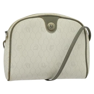 Bolsa de ombro Christian Dior favo de mel lona PVC ouro branco autêntica gh009 - Imagem 1 de 4