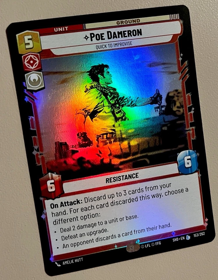 Star Wars Unlimited SHD 153 Poe Dameron Quick To Improvise Foil - Image 1 of 1