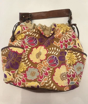 Bolso de Hombro Vintage Fósil Estampado Floral Lona Tapiz Multicolor Llavero Dije Foto 1 de 4