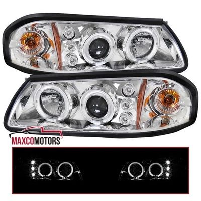 Projector Headlights Fits 2000-2005 Chevy Impala LED Halo Head Lamps Left+RIght Foto 1 de 4