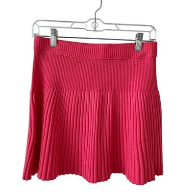 Aerie Pink Punch Take Charge Pull On Ribbed Unlined Wool Sweater Skirt Small NWT - Image 1 of 4