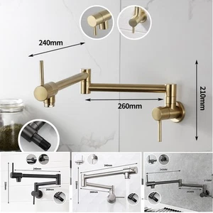 Black/Nickel Brushed Pot Filler Kitchen Sink Faucet Wall Mounted Single Cold Tap - Picture 1 of 24