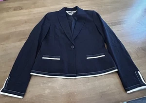 Tommy Hilfiger Jacket Women’s 6 Navy 1 Button Blazer Classic Preppy Linen Blend - Picture 1 of 14