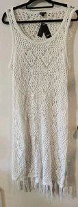 Women's Torrid Swim Ivory Crochet Fringe Tank Beach Dress Cover Up Ivory S 3XL - Picture 1 of 3