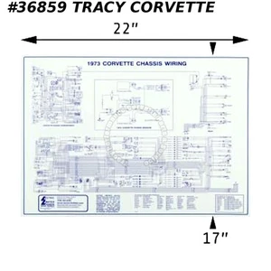 Corvette 1973 completo laminado diagrama de cableado de coche línea roja esquema de dibujo - Imagen 1 de 1