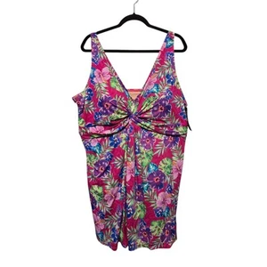 Swim 365 Women’s NWT Twist Front One Piece Swimsuit Sz 28 Floral Beach Cruise - Picture 1 of 15