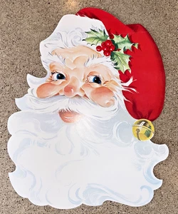VTG Die Cut Santa Head Left Facing, 25” X 19”, READ DESCRIPTION - Picture 1 of 5