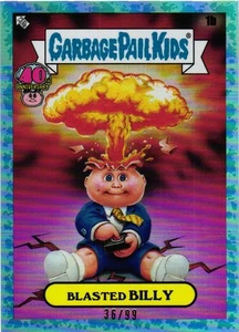 2025 Garbage Pail Kids 40th Anniversary 1b Blasted Billy Blue Refractor 36/99 - Picture 1 of 2