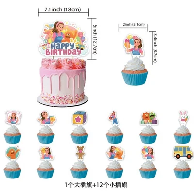 Ms Rachel Birthday Party Decor Supplies Cake Toppers Cupcakes Set Kit Decoration - Image 1 of 2