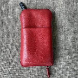 LEVENGER Fine Leather Eyeglass Holder Sunglass Case Travel Pouch Double Zip Red - Picture 1 of 6