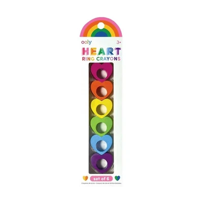 WOW! Ooly Ring Crayons Heart Set of 6 Fun Rainbow Colors (3+) & FAST FREE SHIP! - Image 1 of 4