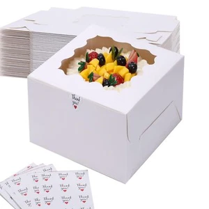20pcs 10x10x5 Inches White Cake Boxes with Window Bakery Boxes Pastry Boxes f... - Picture 1 of 9