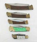 Vintage Lockback Pocket Knives Wood & Micarta Handles Mixed Lot Of 5 Tf