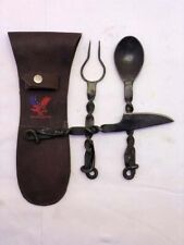 Medieval Hand Forged Cutlery Unique set of iron Free Leather Cover