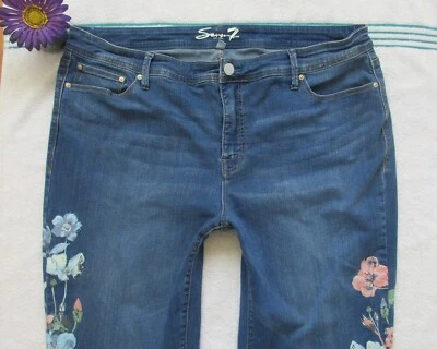 Pantalones de mezclilla SEVEN7 talla 20 para mujer tiro alto azul boyfriend capri Foto 1 de 4