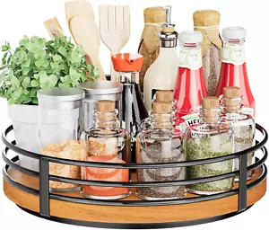 10" Lazy Susan Turntable Organizer - Wood round Lazy Susan for Cabinet Kitchen C - Picture 1 of 12