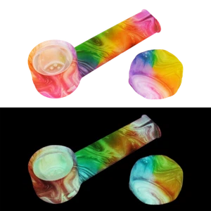 Silicone Tobacco Smoking Hand Pipe Glass Bowl Cap Lid | Glow-n-dark color swirl - Picture 1 of 1