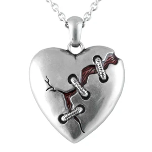 Herz Halskette Heilung für ein gebrochenes Herz Anhänger Edelstahl Schmuck Kontrast - Bild 1 von 6