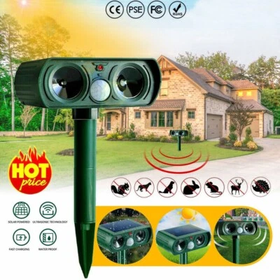 Solar Ultraschall Tiervertreiber Vogelabwehr Vogelschreck Repeller Gartenschutz - Bild 1 von 4
