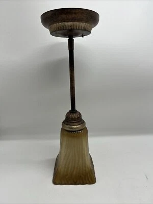 Wired Single Dark Brass Pendant Light Fixture With Shade! Size 16” - Image 1 of 4