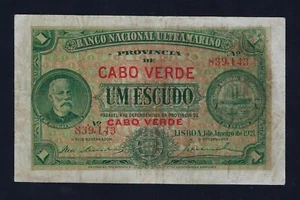 Portugal PORTUGUESE CAPE VERDE 1 escudo 1921 P-32 VF RARE - Picture 1 of 2