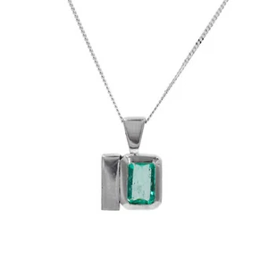 SMARAGD COLLIER | Weißgold 750 18 Karat | Kolumbianischer Smaragd 1,0 Carat - Bild 1 von 7