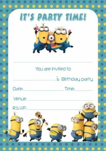 10er Pack Minions Einladungen mit Umschlägen & Bannerangebot - Bild 1 von 2