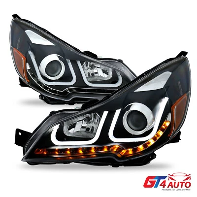 Black Projector Headlights (U Type+LED Signal) for 10-14 Subaru Outback / Legacy - Image 1 of 4