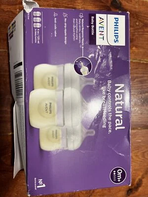 3 Pack Philips Avent Natural 4 oz Baby Bottles w/ Natural Response 0M Flow 2 - Image 1 of 4