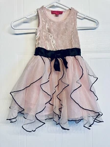 Betsey Johnson Größe 2T Mädchen Partykleid rosa schwarz Glitzer Samt Tüll - Bild 1 von 6