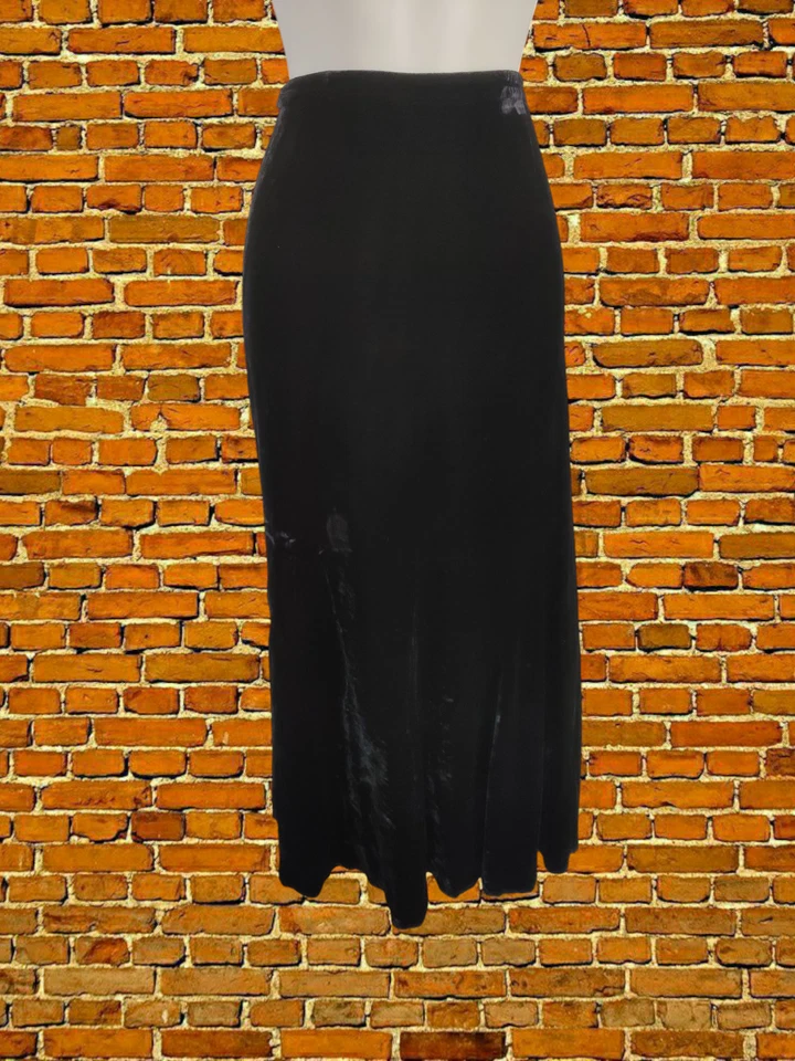 NICOLE FARHI BLACK SKIRT SIZE UK 12 SILK RAYON WOMENS LONG MAXI VELVET STYLE ZIP - Image 1 of 4