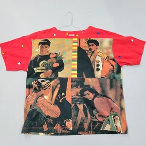 RARE VTG Fruits Asian Fashion Kids Montage Size L Multicolor All Over Print - Picture 1 of 9