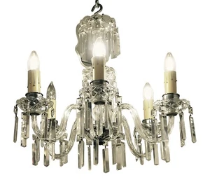 Mid Century 5 Arm Crystal Chandelier - Picture 1 of 8