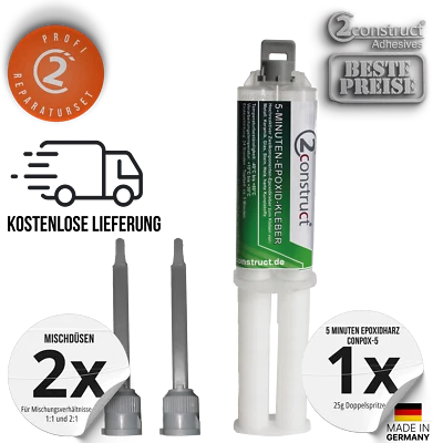 2Construct 5min Epoxidharz-Kleber, 25g – Universell & extrem fest mit Mischdüsen - Bild 1 von 4