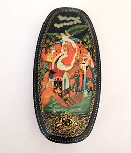 Vintage Russian Lacquer Box Palekh Hand-Painted Ruslan and Ludmila Scene Signed - Picture 1 of 14