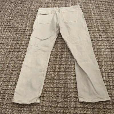 Мужские джинсы Old Navy 36x30 желтовато-коричневые с пятью карманами тонкие встроенные гибкие искусственно состаренные эластичные - Изображение 1 из 4