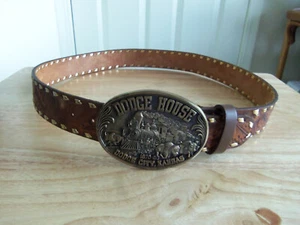 Dodge House buckle with  size 36  cowboy  brown belt - Picture 1 of 8